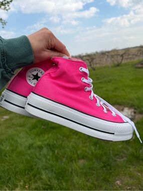 Converse High Top Platform Sneakers - Hot Pink Size 5